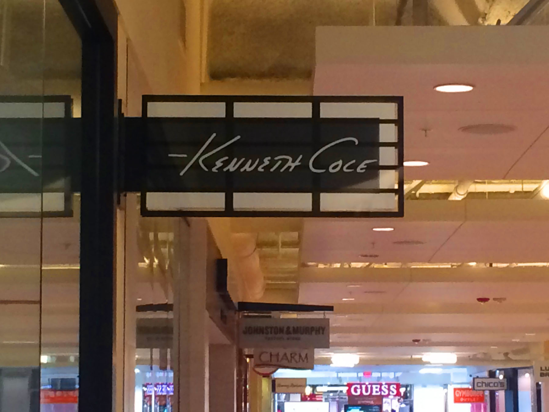 Kenneth Cole Clothing Interior Shop Sign