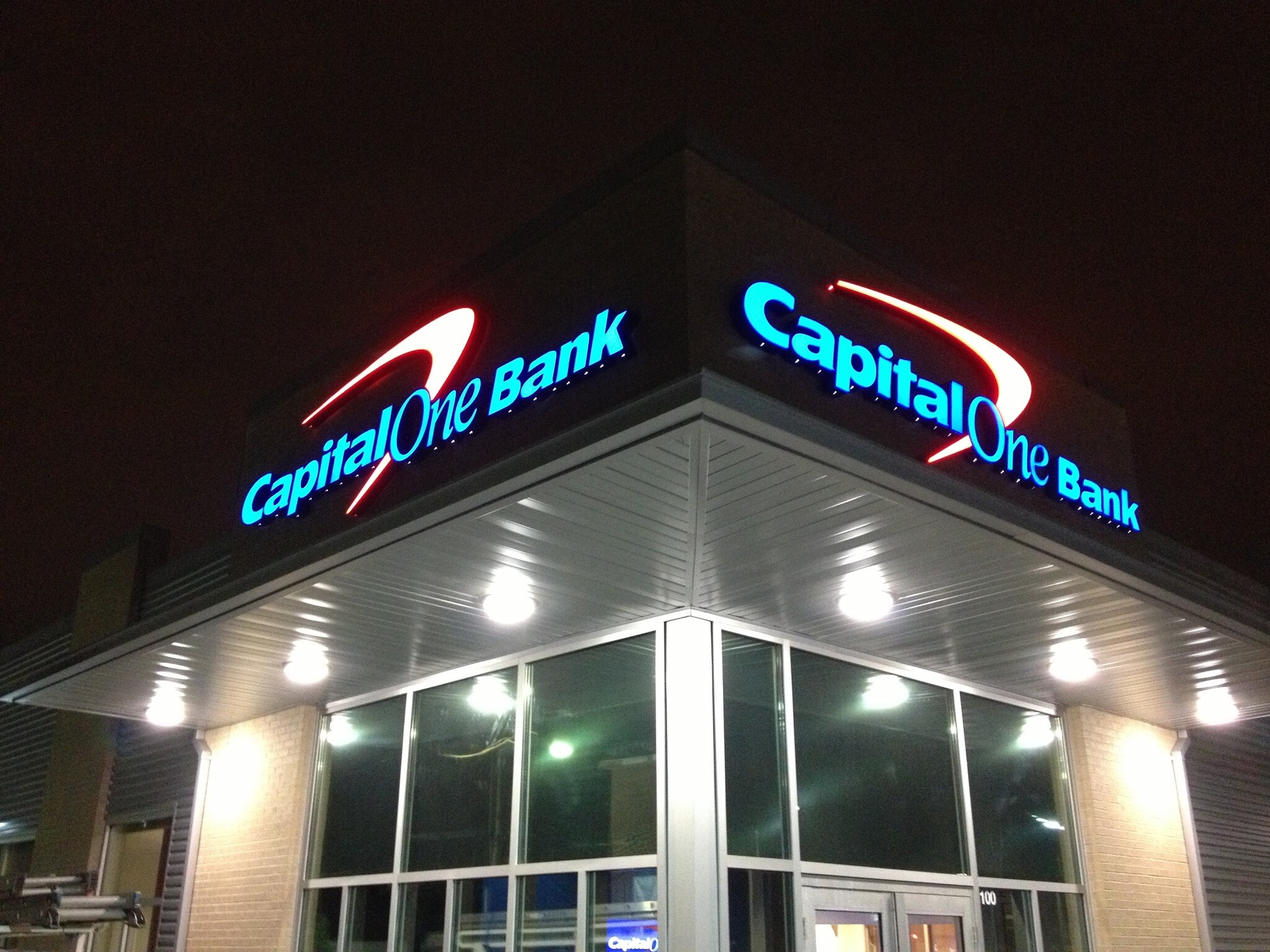 Capital One Channel Letters at Night