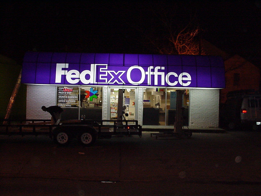 FedEx Awning Nighttime