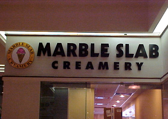 Marble Slab Creamery Interior Letters
