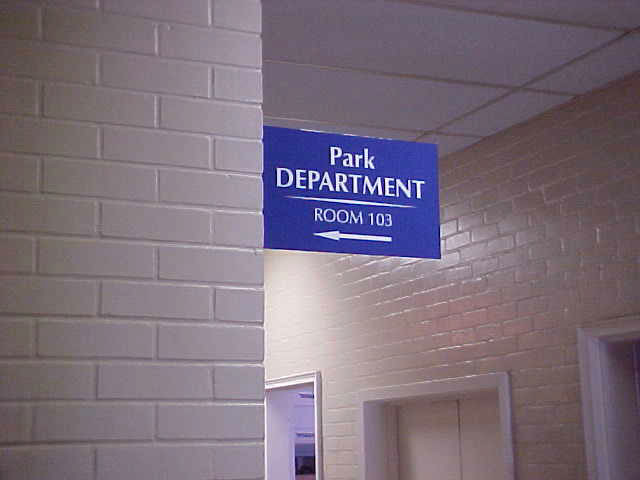 Park Department Directional Interior Sign