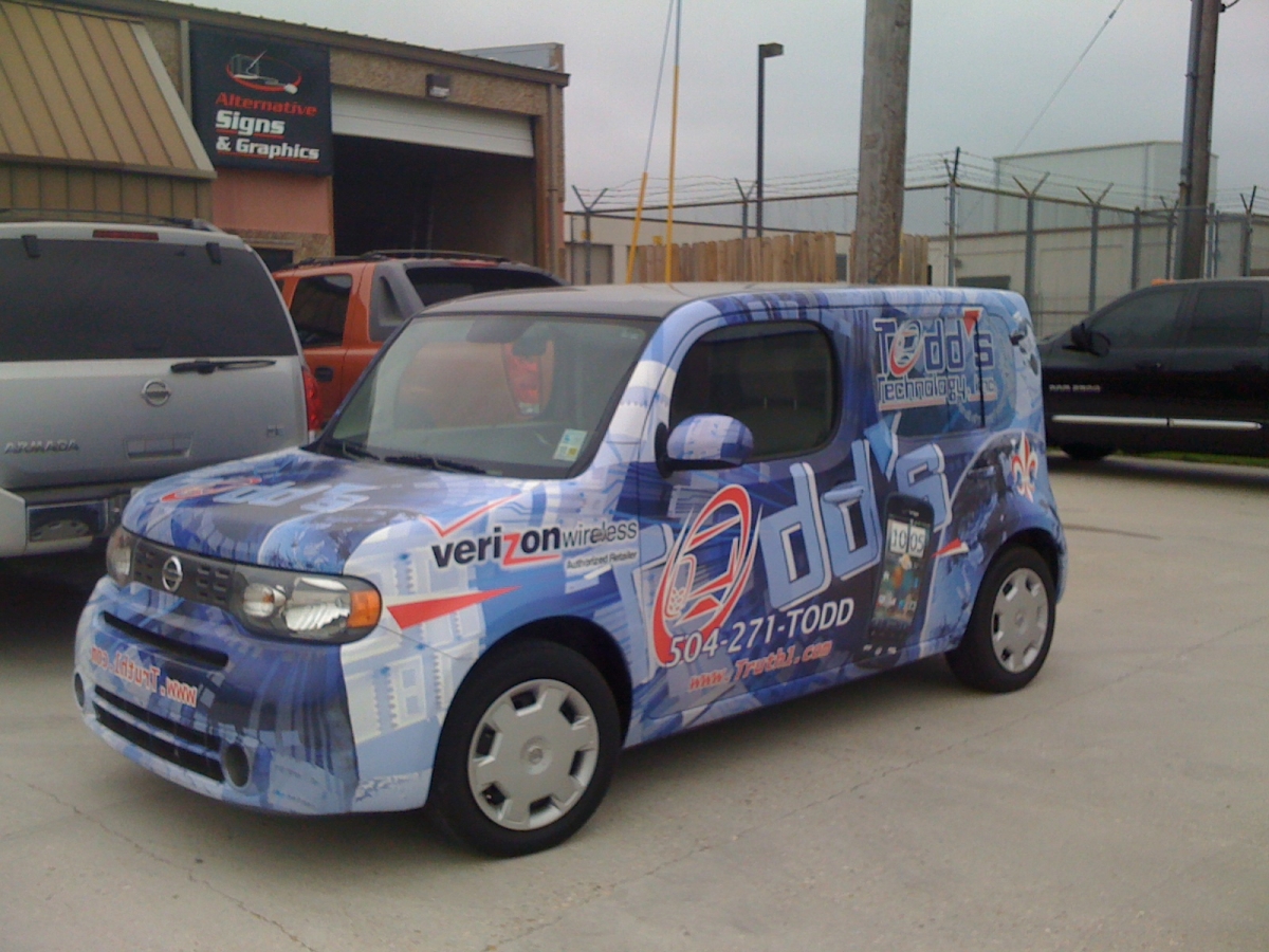 Manufacture and install vehicle graphics in Chalmette for Todd’s Technology