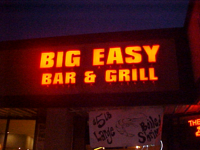Channel letter install Harahan LA for Big Easy Bar and Grill
